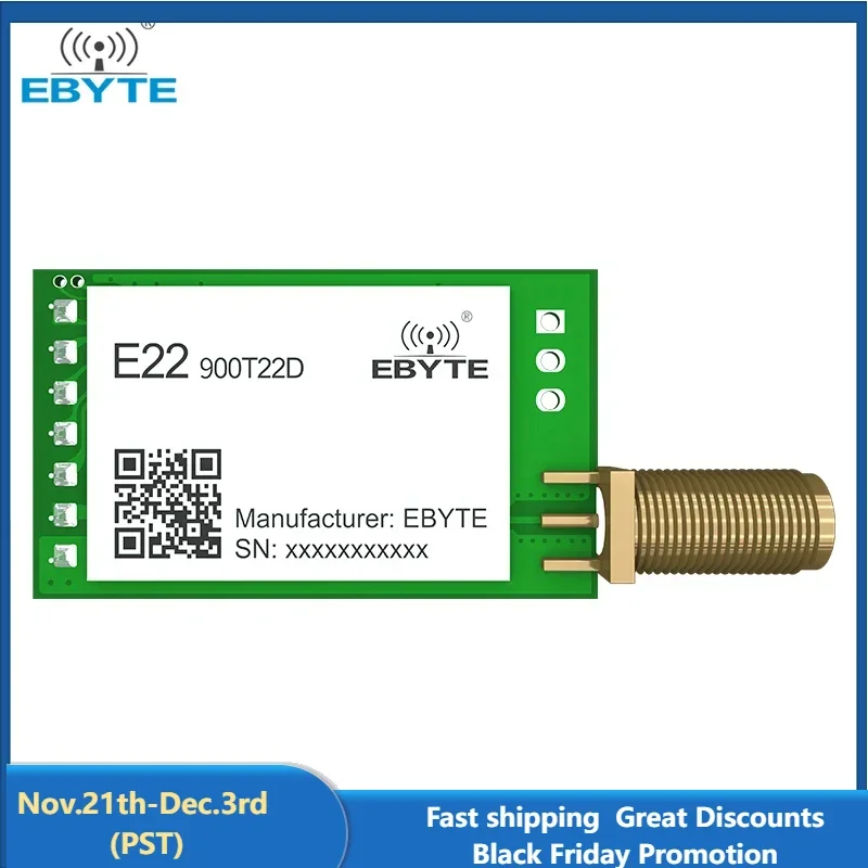 LoRa 868MHz Wireless Module UART 22dBm 5km Long Range EBYTE E22-900T22D-V2 FEC SMA-K Antenna RF Wireless Transmitter