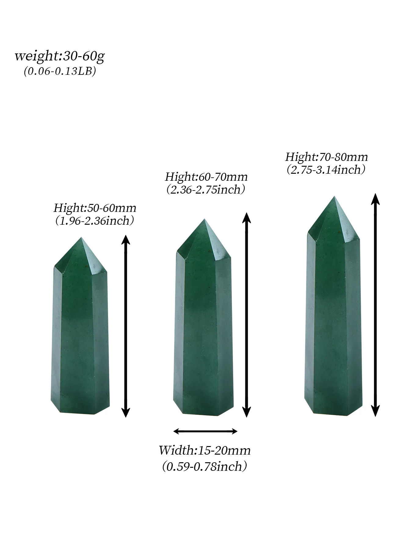 Natural Crystal Aventurine Quartz Point Healing Stone Hexagonal Prisms 50-80mm Obelisk Wand Treatment Stone DIY Gift 1PC