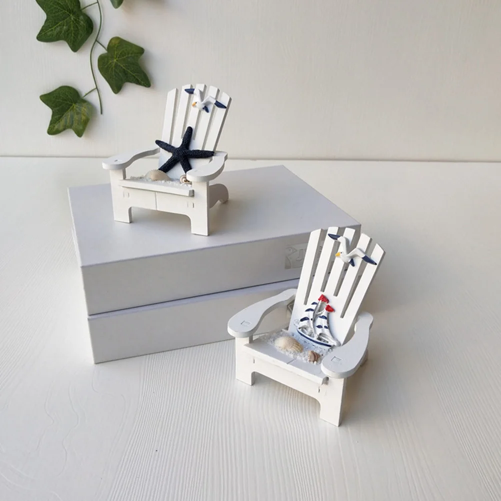 

4Pcs Beach Decoration Miniature Wooden Chair Ornaments Elegant Nautical Home Office Birthday Wedding Festival Decor
