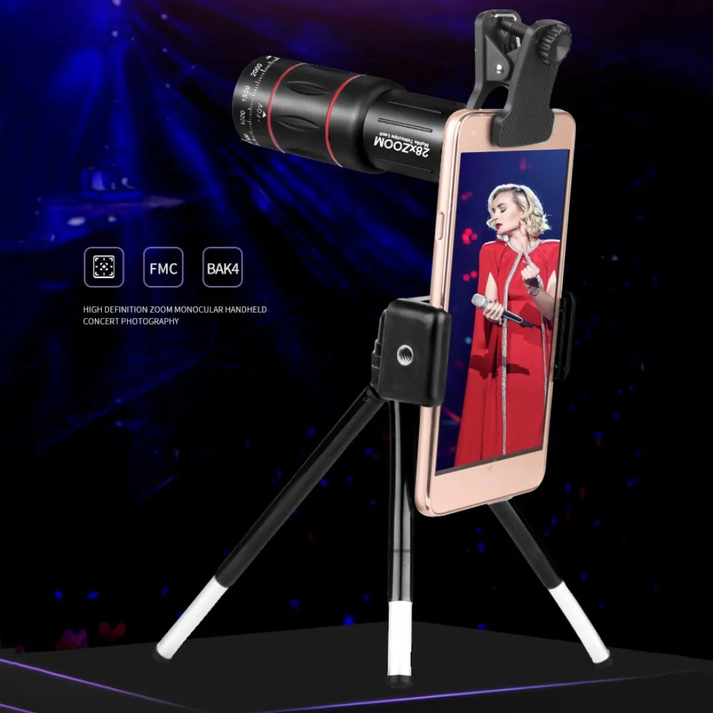 Universal HD Optical Cell Phone Lens Monocular Telephoto Lens Monocular Zoom Cell Phone Lens 18x25 Tripod Mobile Phone Lenses