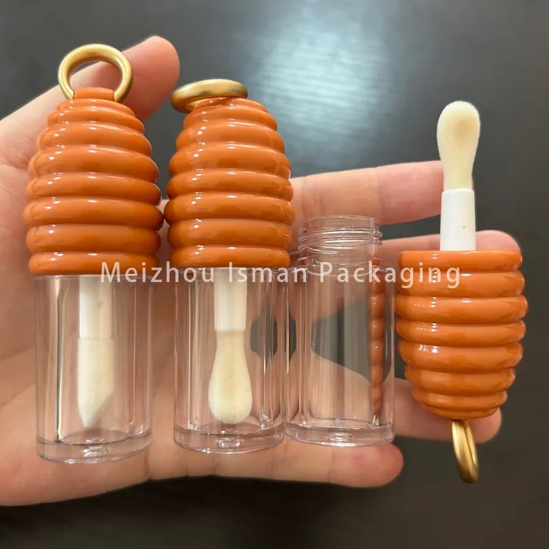 50 szt. Nowe Puste Buteleczki na Balsam do Ust w Kształcie Plastra Miodu z Dużym Aplikatorem Szczoteczki, Pojemniki na Kosmetyki, Opakowania na Olejek do Ust, 6 ml