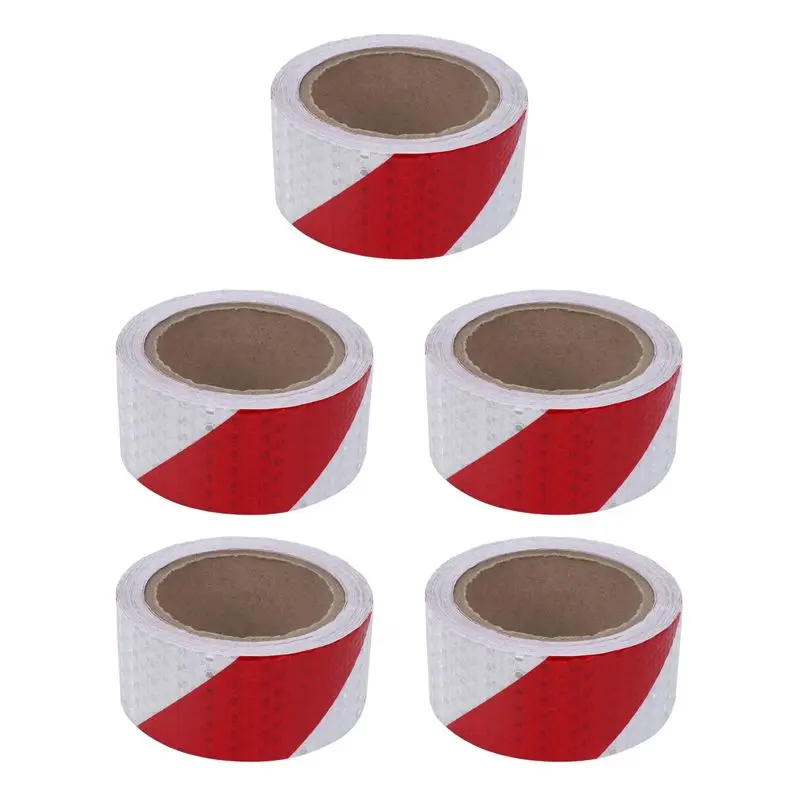 

M50K-5Pcs 10M X 5Cm Safety Warning Tape Reflective Tape Self Adhesive Tape Reflective Strip Red + White