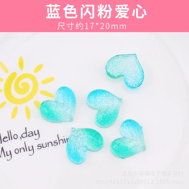 4Pcs Glitter Gradient Heart DIY Phone Case Simulated Cream Glue Material Kit Handmade Epoxy Resin Accessories