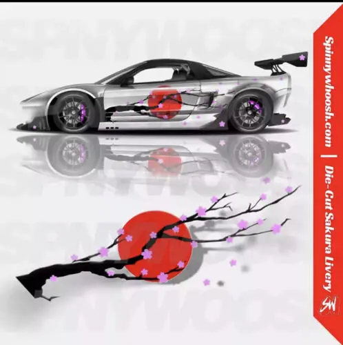 

Sakura Large Die-cut Livery Sticker Pack JDM Tuner Car Vinyl (Both Sides) 180 CM Vinyl Car Sticker Door Decals