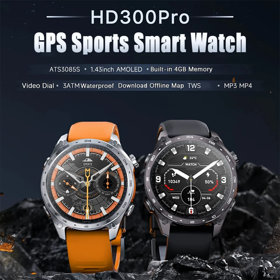 

2026 New GPS SmartWatch Offline Maps 4GB Memory Video Player MP3/4 Military Sports Smart bracelet Men 5ATM Waterproof Sapphire