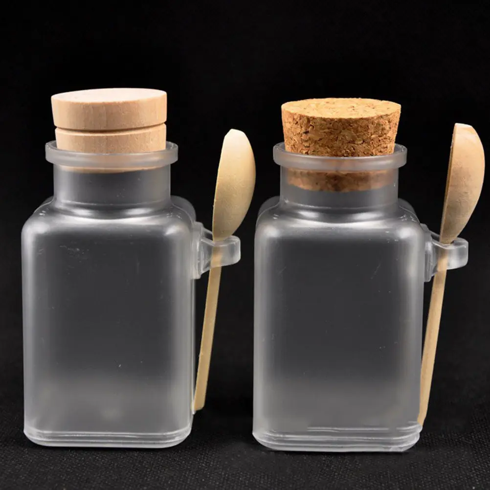 

Набор из 6 матовых пластиковых бутылок для соли для ванн с пробковой крышкой, многоразовые контейнеры для специй и орехов, для ежедневного использования