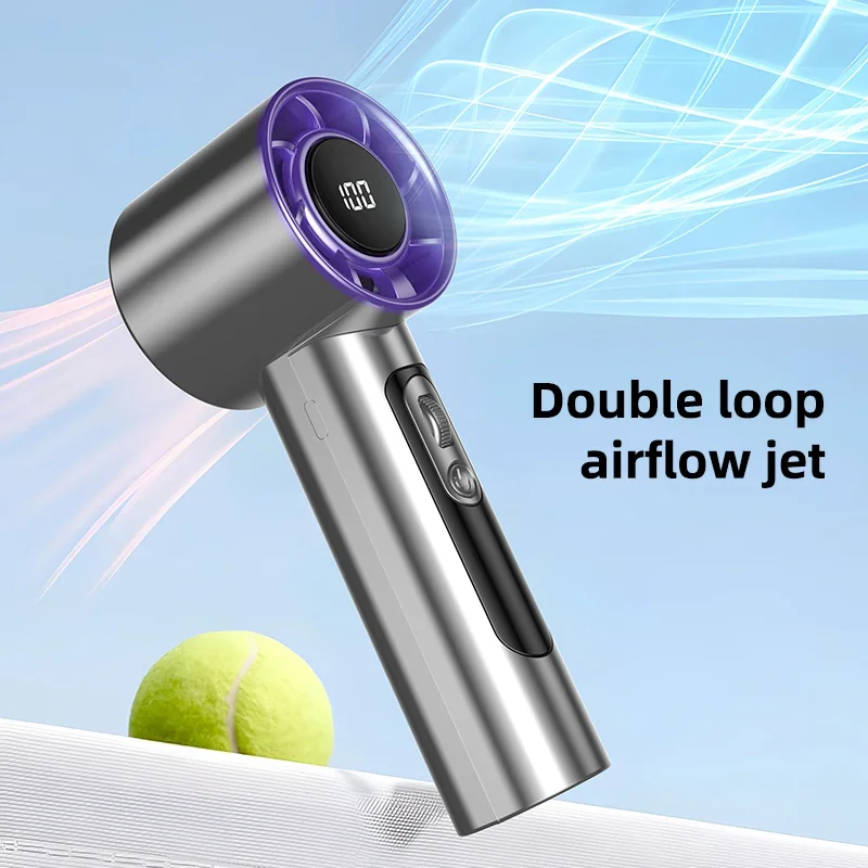 Portable Mini Handheld Turbo Fan F08 With Led Display And 100 Wind Speed Usb Charging Small Wind Cannon High Speed Fan Hot Sale