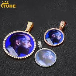 Unisex Round Memory Medallions Pendant Custom Photo For Men Hip Hop Jewelry