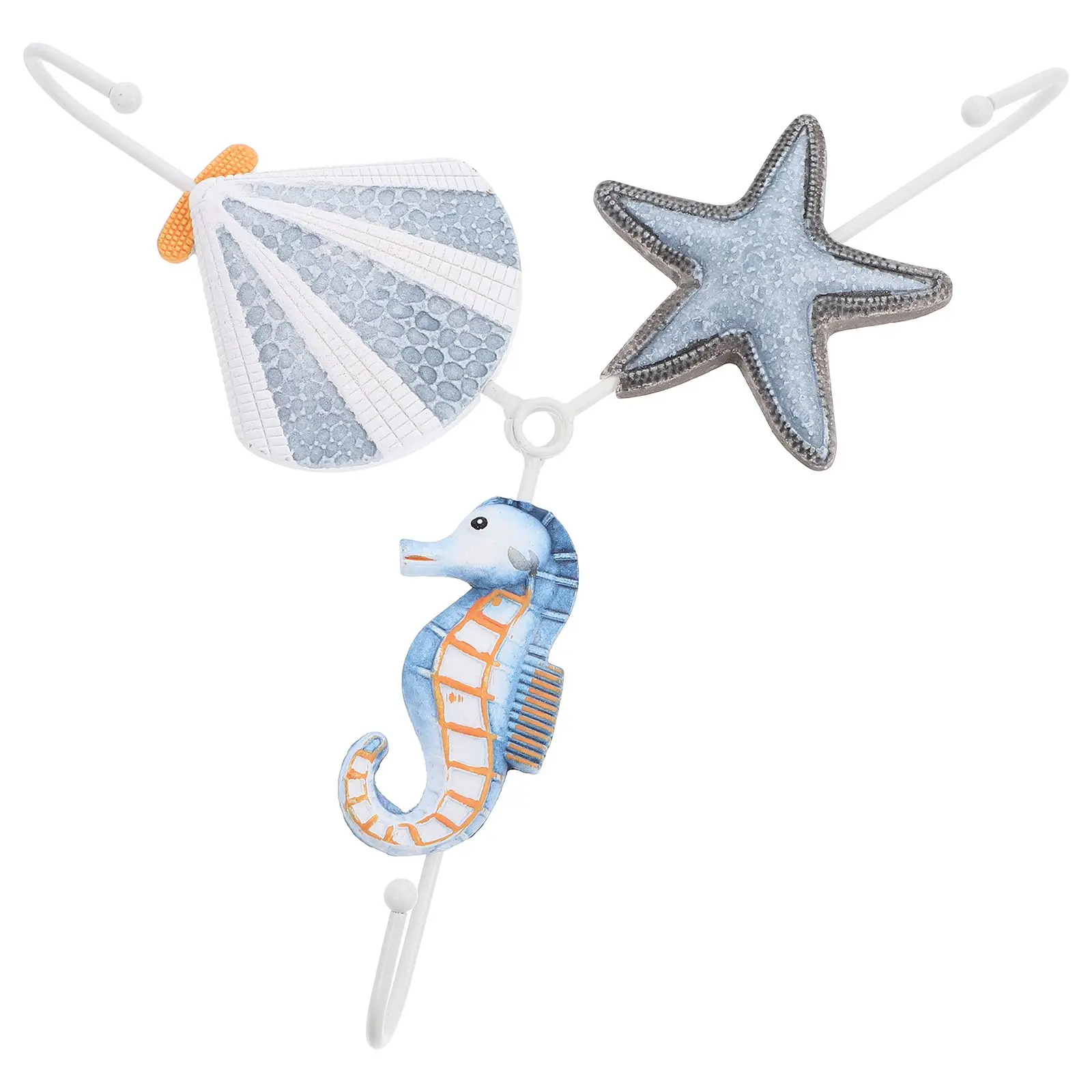 

3 Pcs Mediterranean Hook up Wall Rack Sea Horse Hooks Beach Theme for Iron Seahorse Seaside Nautical Key Holder Mount