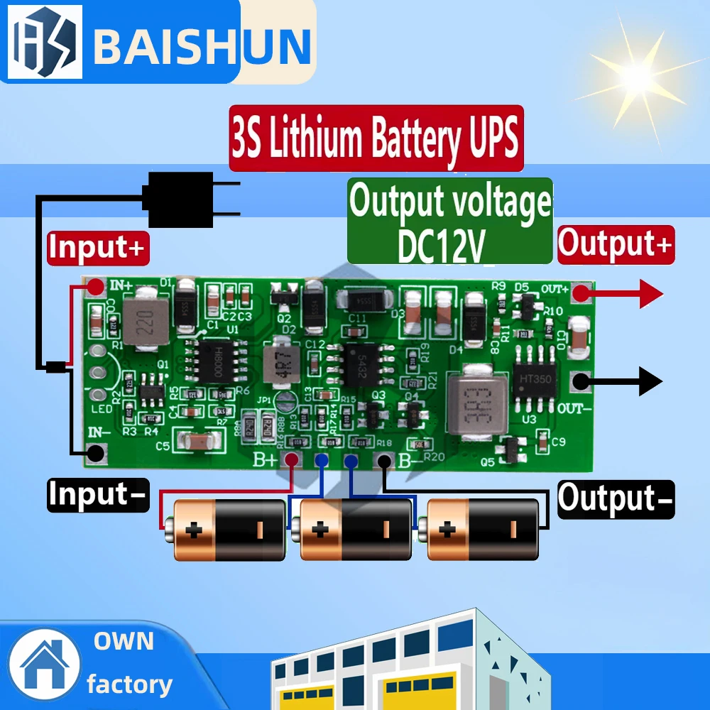 DC 12V 3A 24W 36W 3S Lithium Battery Pack UPS Module Charging Discharging Automatic Switching Uninterruptible Power Supply Board