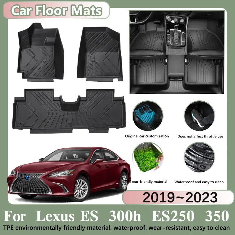 LHD Car Floor Mat for Lexus ES 300h ES250 350 200 F Sport Hybrid 2019~2023 Foot Waterproof Pads Custom Liner Mat Car Accessories