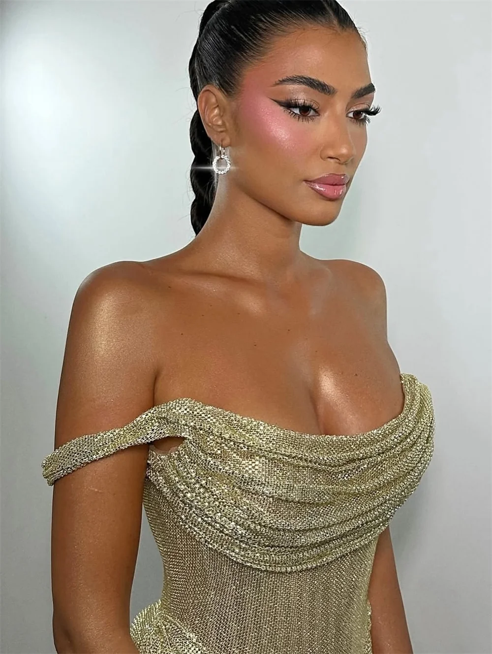 Contessa Customized Shiny Drill Net High Slit Prom Dresses Column Sheath robes de soirée Floor-Length Formal events dresses 2025