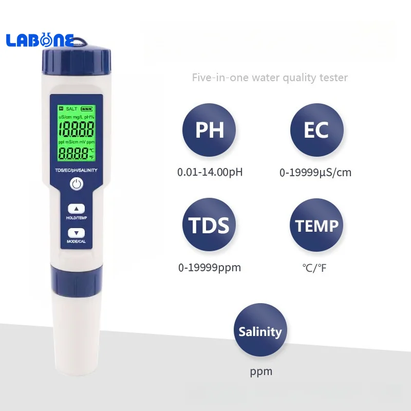 2026 hot 2026 Newest TDS/EC/PH/Salinity/TEMP Pen Type Handheld Water Quality Tester 5 in 1 ph Meter