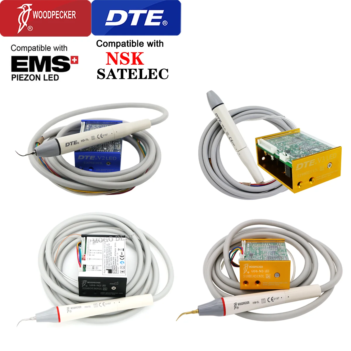 Original Woodpecker DTE Dental Ultrasonic Scaler Build-In UDS LED N2 N3 V2 V3 Fit EMS NSK ACTEON SATELEC Teeth Whitening