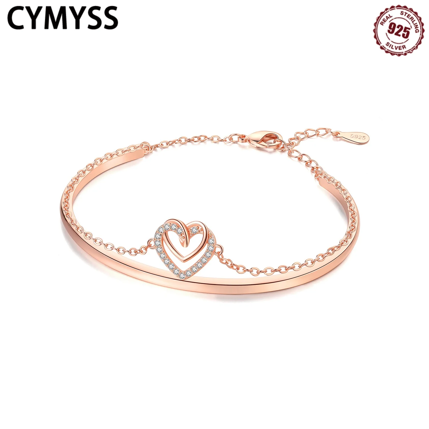 

CYMYSS 925 sterling silver bracelet Love Mother's Day round bracelet women's jewelry wedding party chain accessories