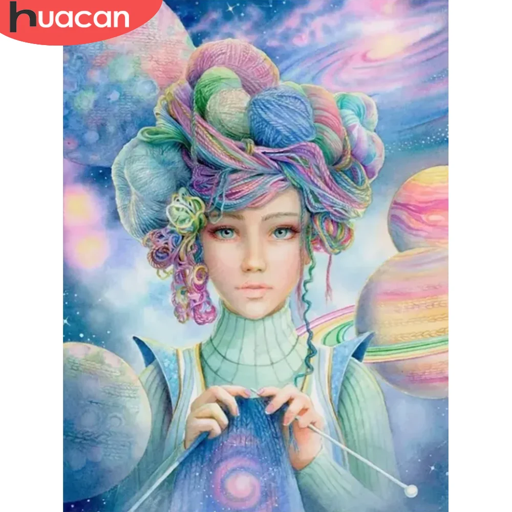 

HUACAN Full Diamond Mosaic Portraits Woman Diamond Painting Ball Of Yarn New Arrinals Home Decoration