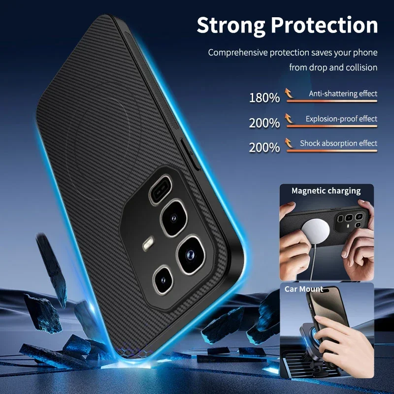 Casing Ponsel Silikon Pola Serat Karbon untuk Infinix 50S Note 50 Pro Plus 50X 5G 4G Casing Sampul Lembut Pengisi Daya Nirkabel Magnetik