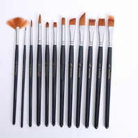 BOMEIJIA 12pcs Multi-shape Brush Tip Acrylic Watercolor Gouache Paint Brushes