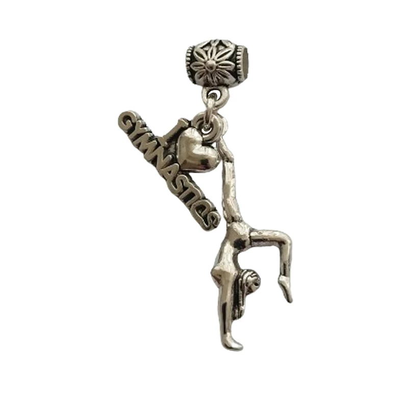 

1pcs Gymnast and Letter Charm, Gymnastic Pendant, Supplies for DIY, Metal Spacer Beads for Necklace or Bracelet Jewelry Making