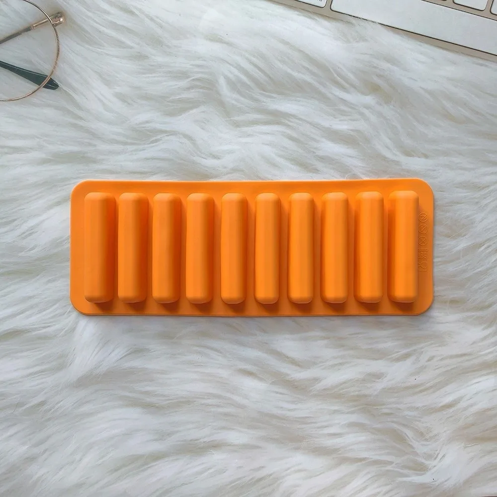 2pcs Long Strip Silicone Baking Mold Finger Shaped 10 Cavity Rectangular Silicone Mold DIY Non Stick Chocolate Bar Mold