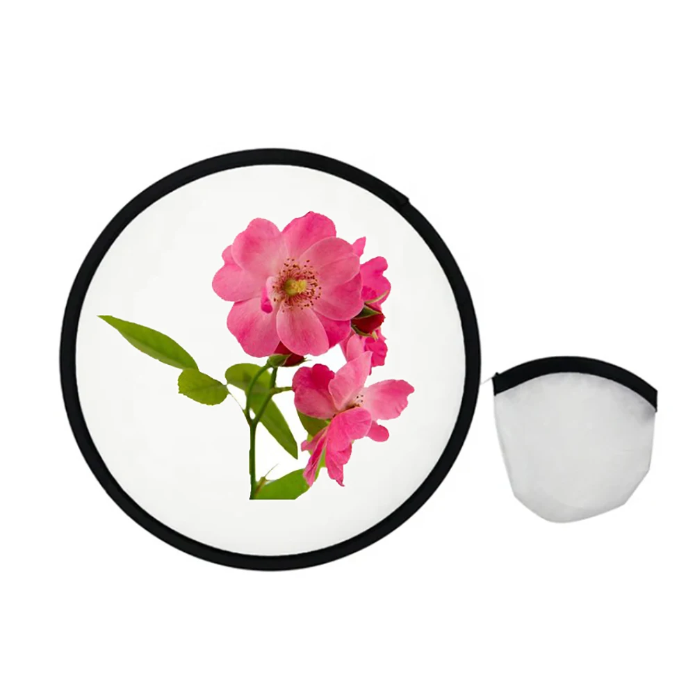 100pcs Foldable Flying Disc Sublimation Blank Hand Fan Protable Summer Cooling Fan With Sorage Pouch For Outdoor Beach Camping