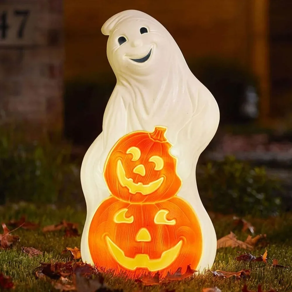 

Products 56480 60-Watt Light Up Ghost and Pumpkin Halloween Outdoor Garden Statue Decoration Made from Blow-Molded Plastic