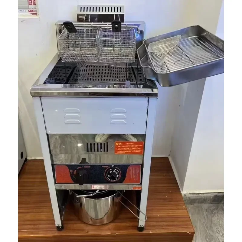 2026 30L Commercial Deep Fryer Stainless Steel LPG Fryer with 2 Baskets for Chicken French Fries Restaurant Kitchen