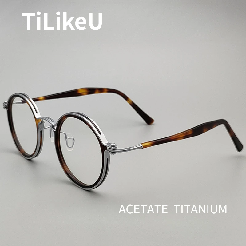 

Luxury Retro Round Acetate Glasses Frame Men Titanium Optical Glasses Handmade Prescription Eyeglasses Women Retro Brand Eyewear