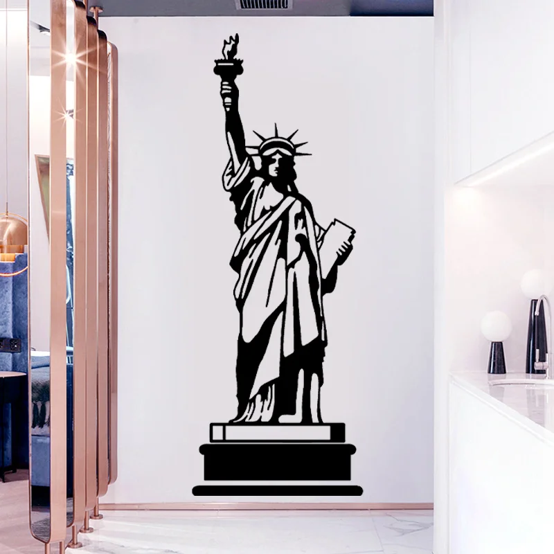 Large Size New York Landmark Building Statue Of Liberty Wall Sticker Home Decor Living Room Vinyl Removable Black Mural E681