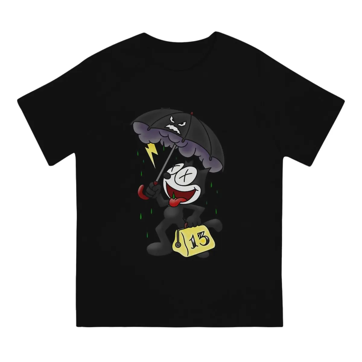 Happy Men T Shirts F-Felix The Cat Cartoon Funny Tee Shirt Short Sleeve Crew Neck T-Shirts 100% Cotton Summer Tops