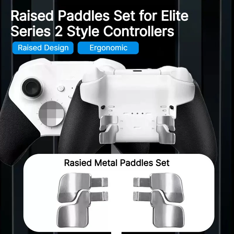 Raised Metal Back Paddles Replacement Button Kit for Xbox Elite Series 1 ＆ 2 Controller, Ergonomic Gaming Controller Accessory