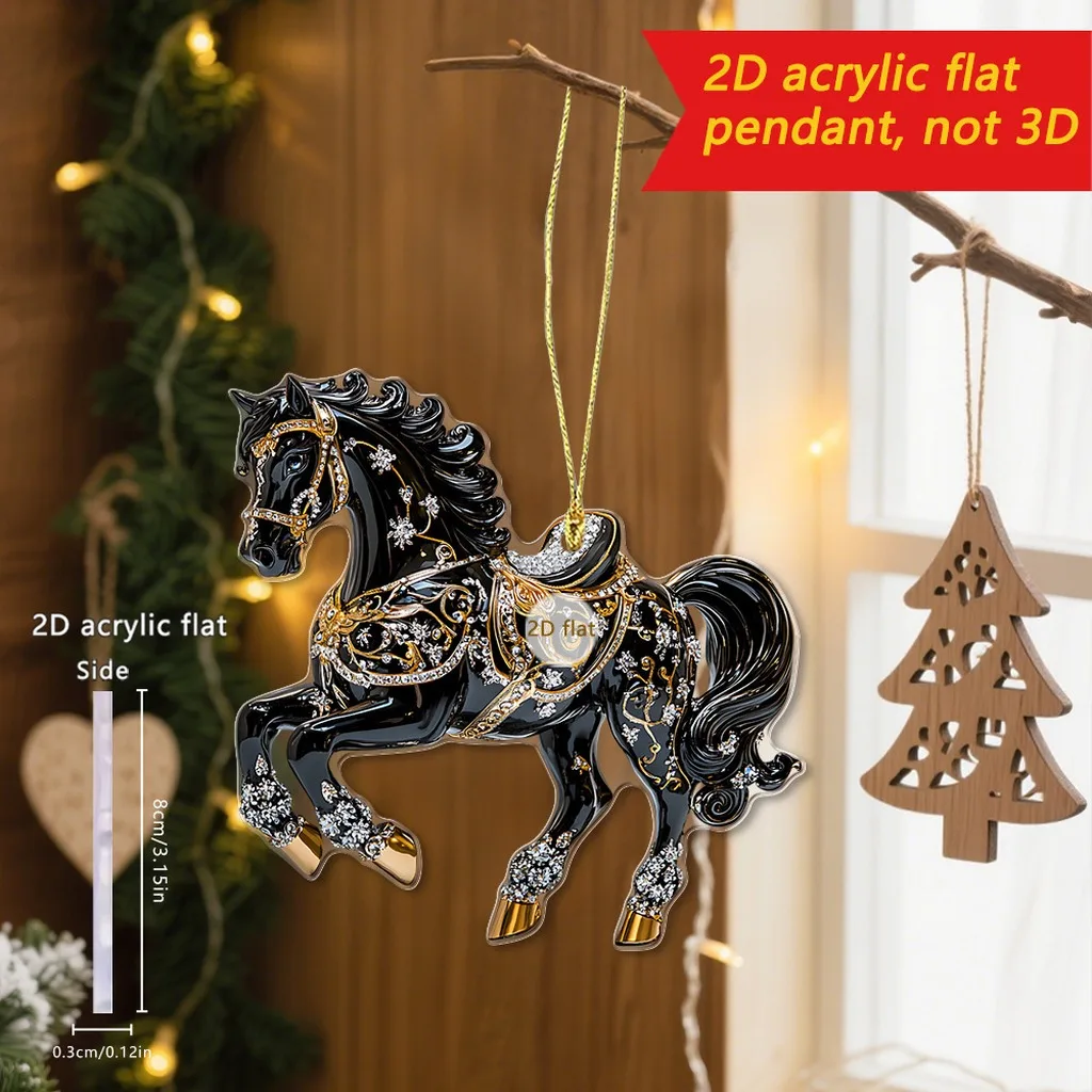Flat Acrylic Ornament Horse Shaped Acrylic Decorative Ornament Car Hanging Ornament 2d Flat Horse Shaped Pendant For Home Window