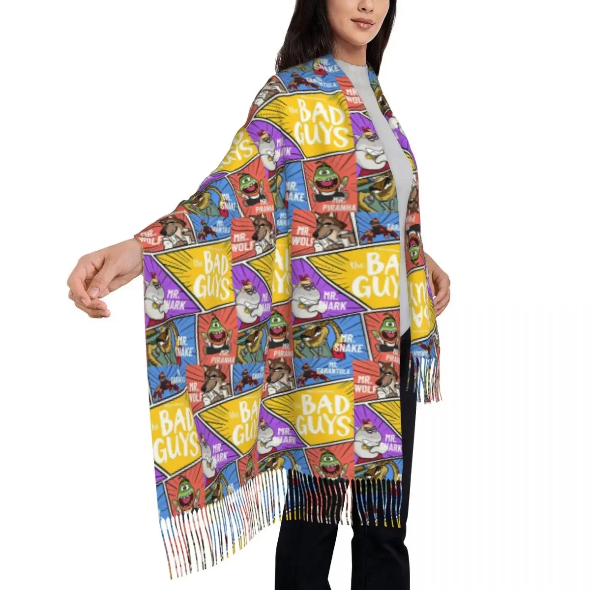 الأشرار لطيف وشاح شرابة الأوشحة النساء شالات دافئة ناعمة ويلتف طويلة الخريف الشتاء شال التفاف