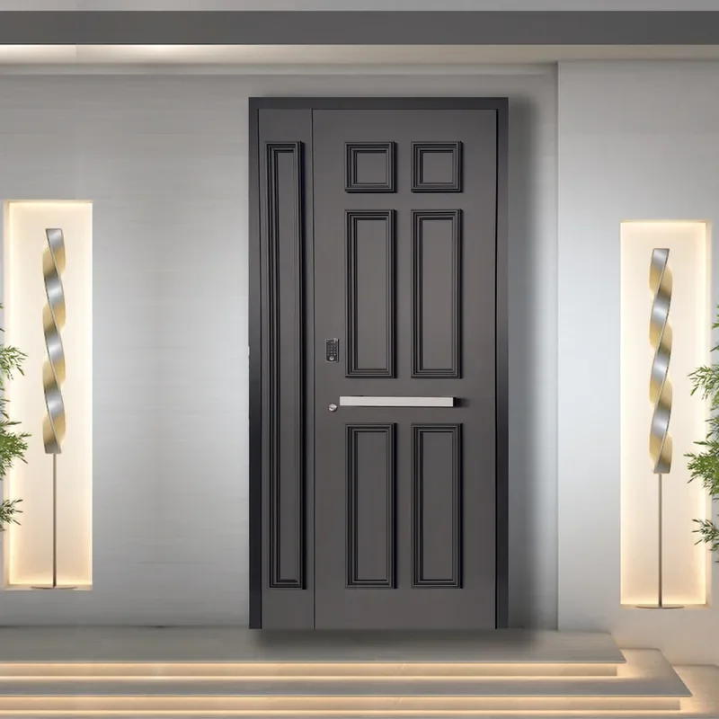 French Retro Splicing Single Door Mother and Child Unique Shape Color Matching Anti Theft Cast Aluminum Door