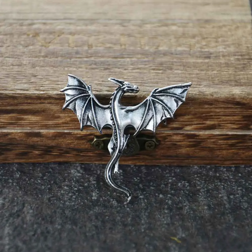 Nostalgia Punk Norse Flying Dragon Brooch Gothic Viking Mythology Accessories Jewelry Gift