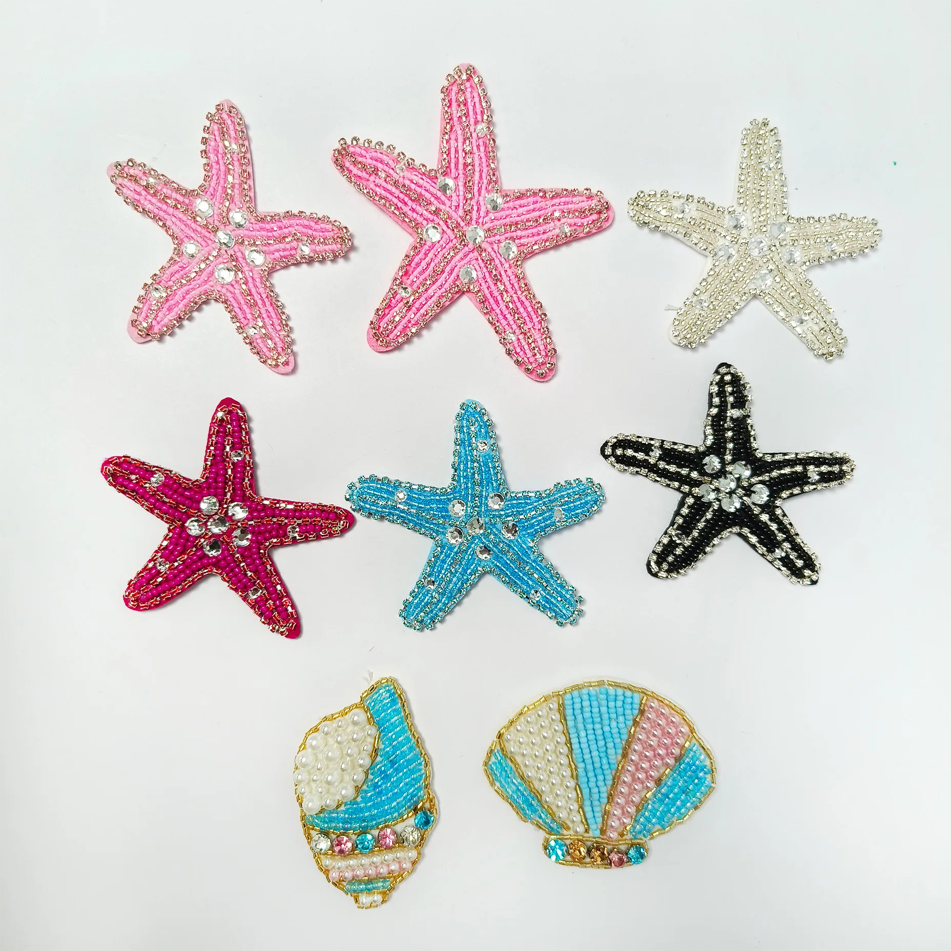 Handmade beaded fabric appliqué cartoon marine life clothing accessories