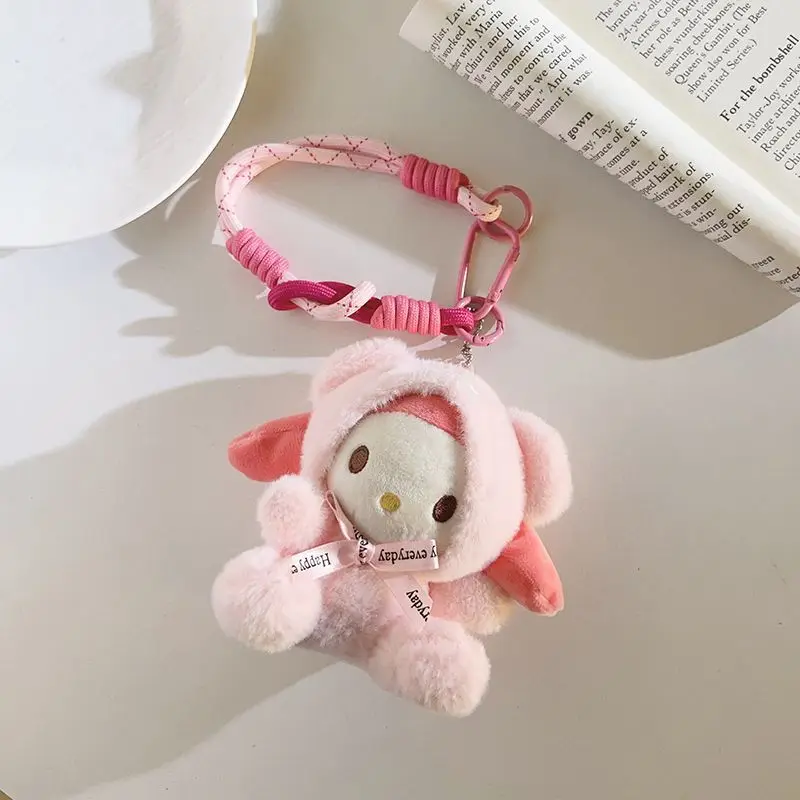 

Kawaii My Melody Sanrio Student Cute Cartoon Schoolbag Pendant Children Plush Toys Key Chain Doll Bag Decoration Gift for Kids