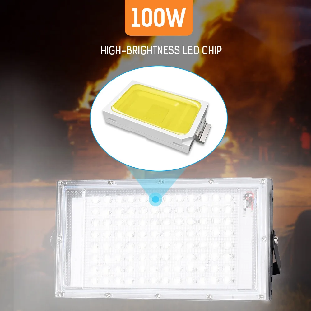 DC 12V Led Flood Light 100W Outdoor Floodlight Spotlight IP66 Waterproof Emergency Light Reflector Portable 12 Volt Led Lights