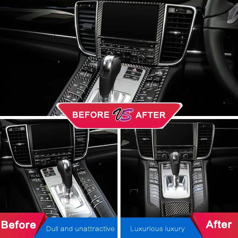 Interior Stickers Car Styling For Porsche Panamera 970 Carbon Fiber Sticker Console Gearshift Frame Decorative Cover Trim Strips