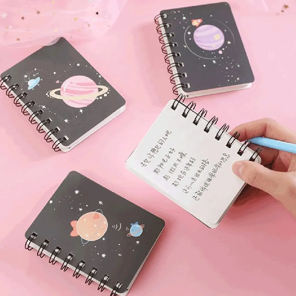 Unique Planetary Design! 4 Pcs Notebook Set, A5 Size Writing Pads, Record and Note Stationery for Daily Use