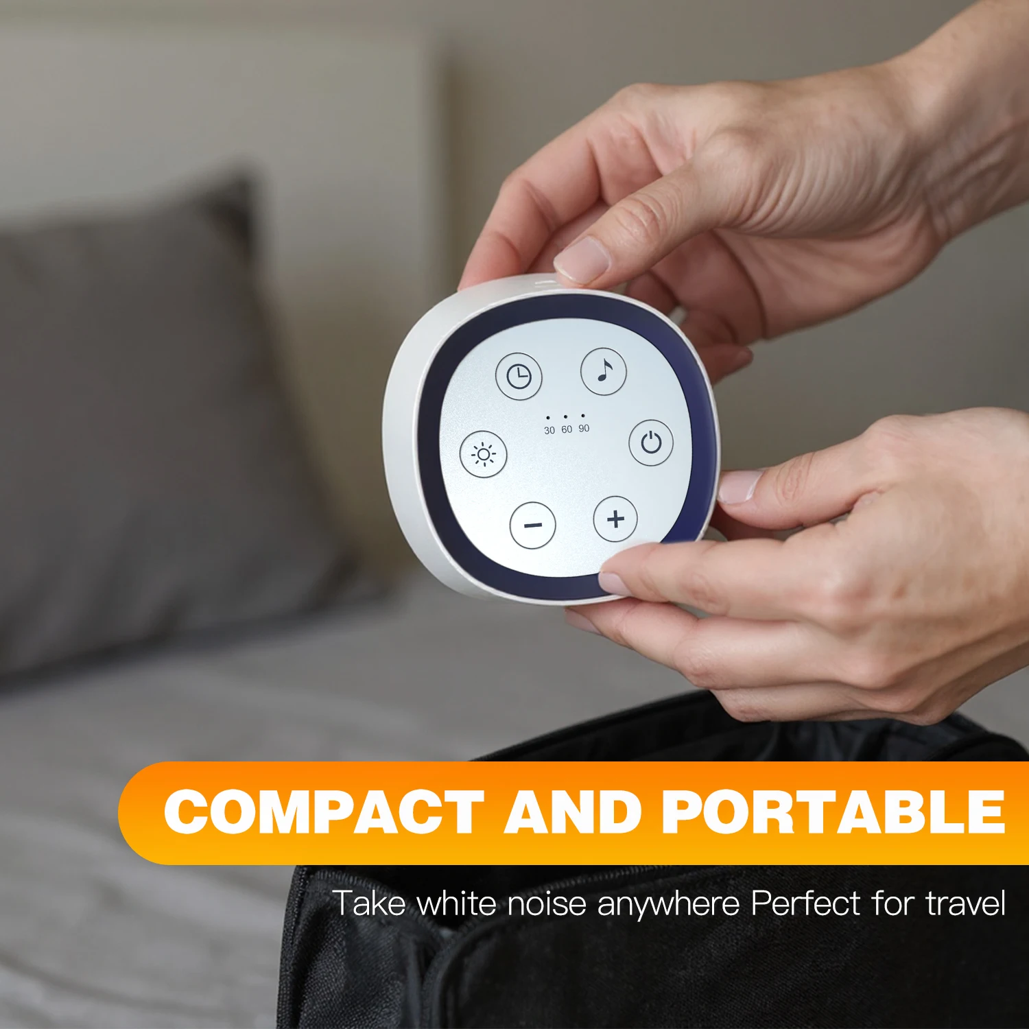 Máquina portátil de som de ruído branco, 24 sons calmantes, luz noturna, temporizador de sono, recarregável, ajuda para adultos e crianças
