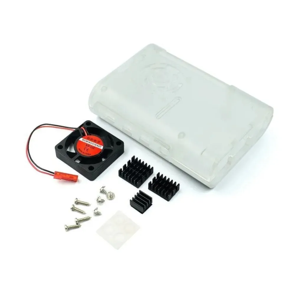 for Raspberry Pi 4B ABS injection molded case with a black and white heat dissipation fan