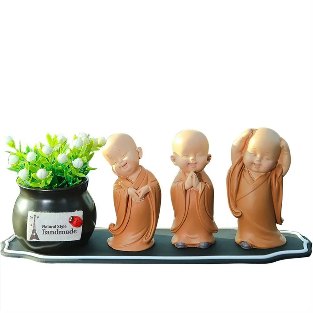 Cute Car Decoration Resin Religion Buddha Car Ornament Little Monk Figurine Small Monk Status Buddha Monk Statue Monk Ornament