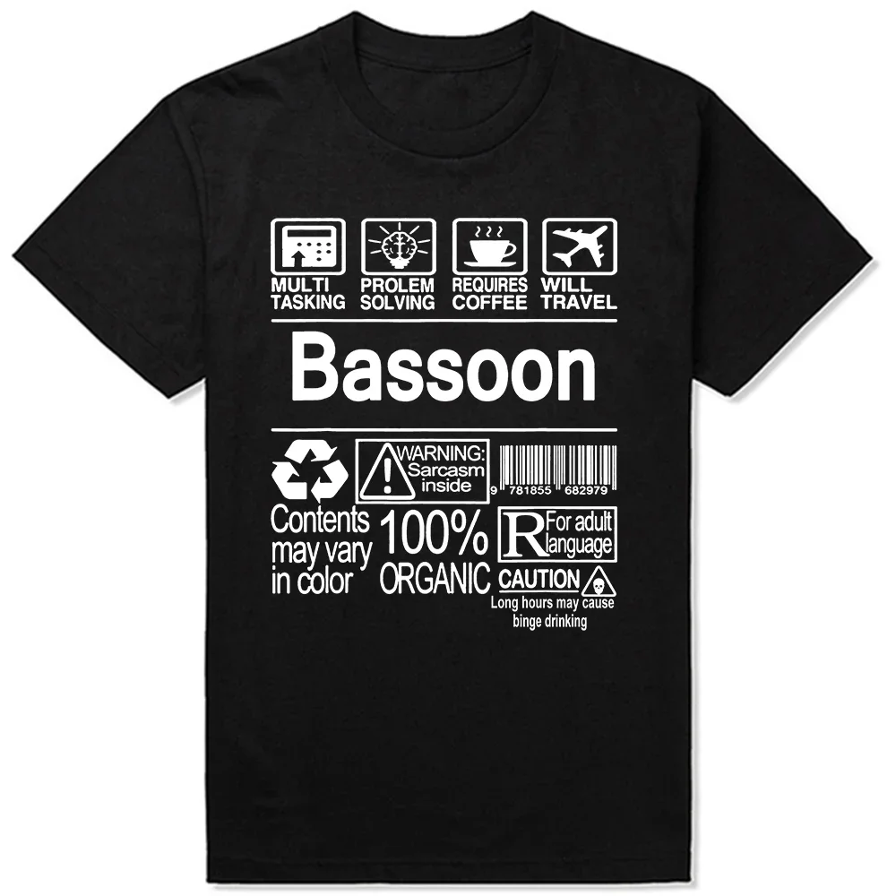 Bassoon Multitasking Problem Solving Requires Coffee Travel T Shirts Graphic Cotton Streetwear Short Sleeve Gifts T-shirt