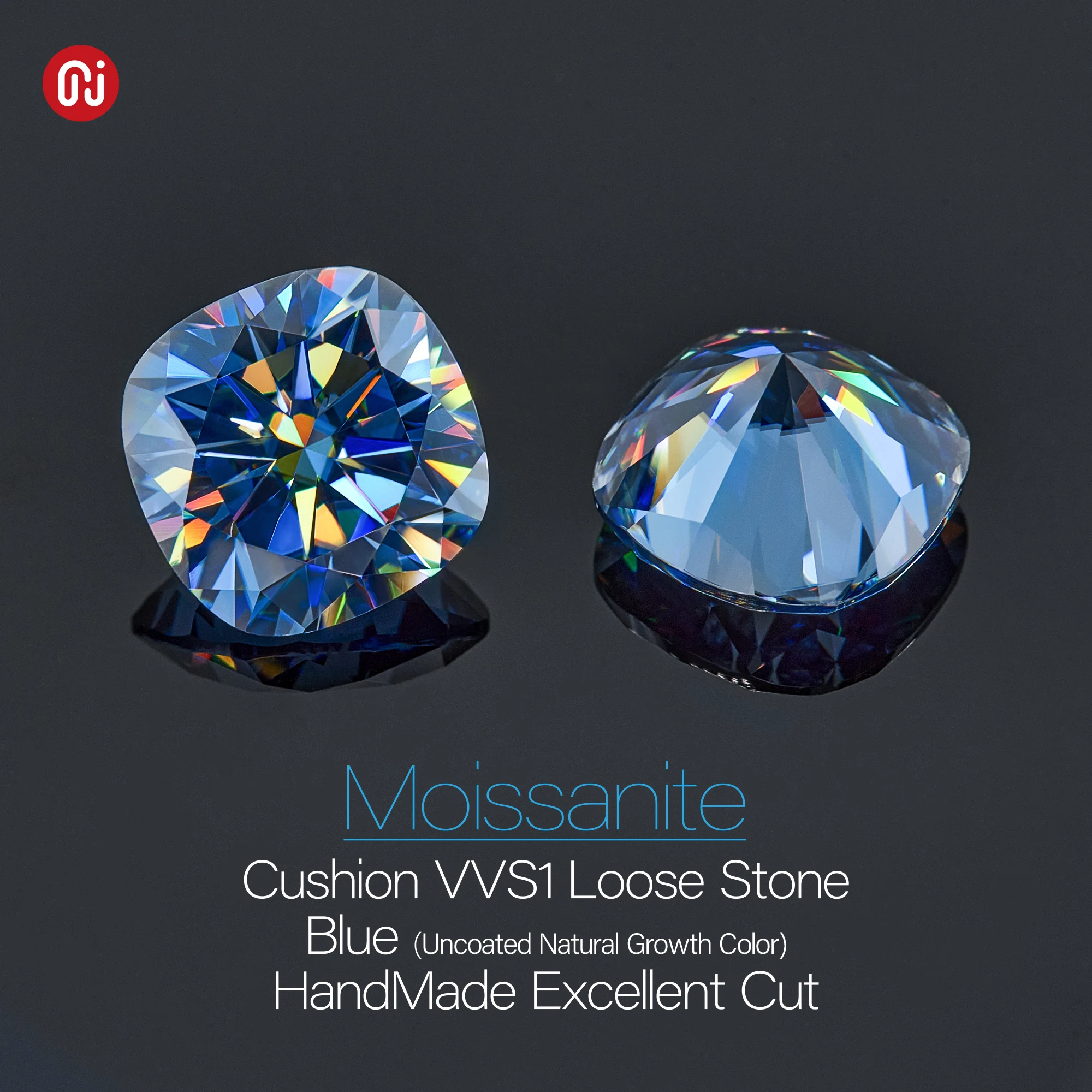 GIGAJEWE Blue Color Cushion Moissanite Customized VVS1 Natural Growth Loose Diamond Test Passed Gemstone For Jewelry Making