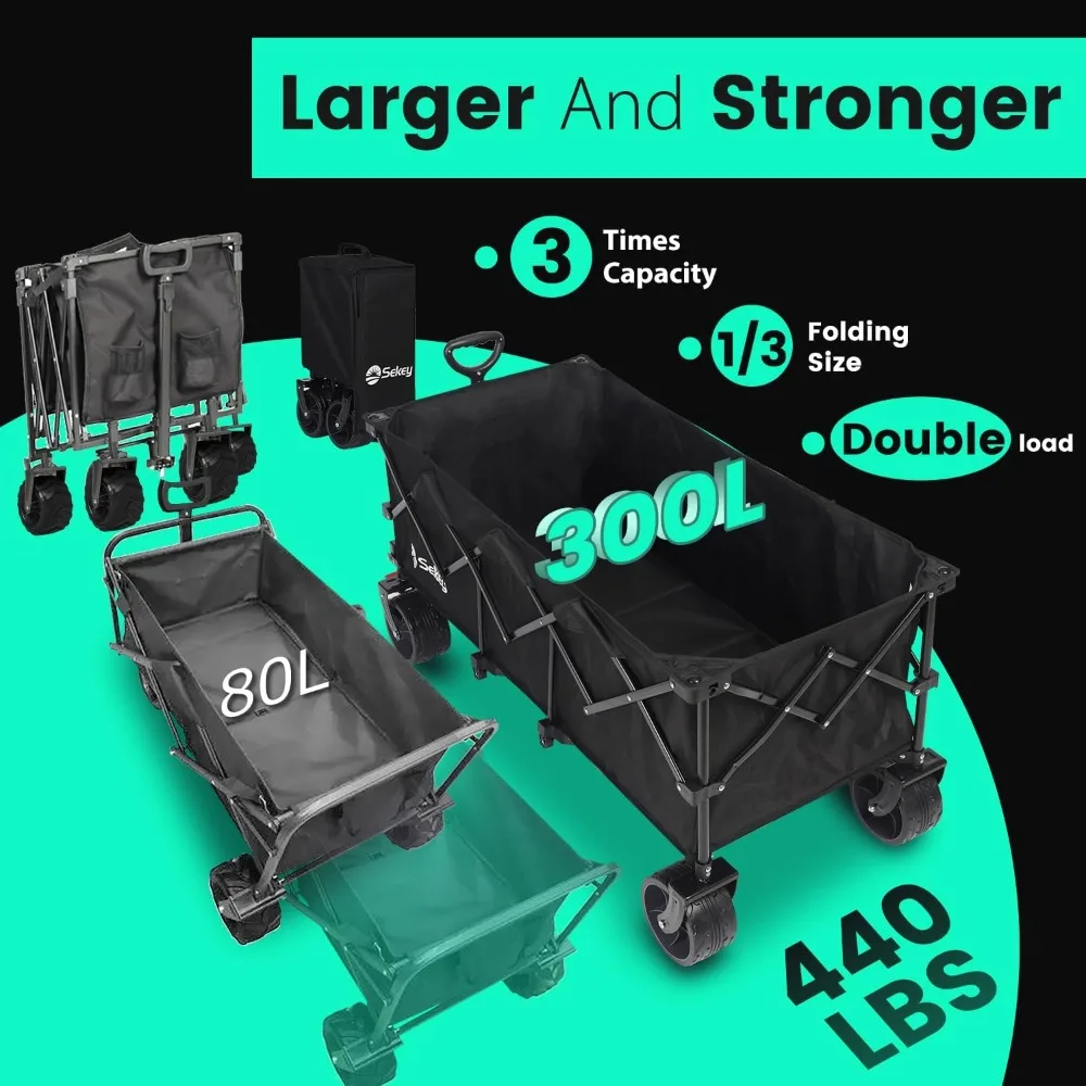 

48''L Collapsible Foldable Extended Wagon with 440lbs Weight Capacity