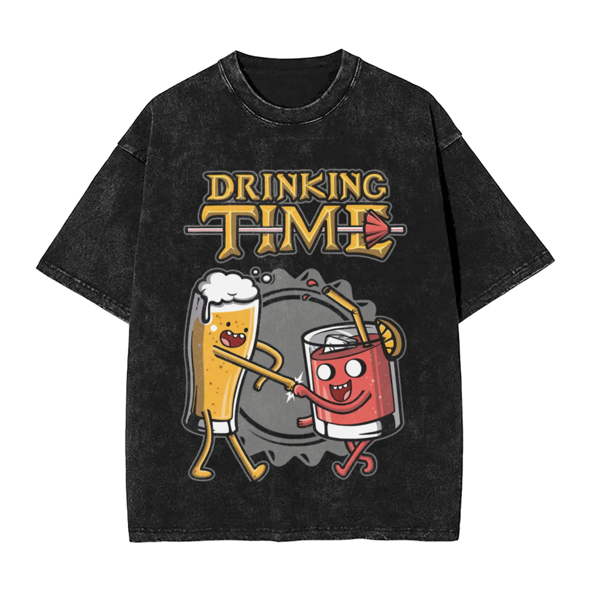 Drinking Time v2 Classic Chic A Vintage Oversized Cotton Unisex T-Shirts