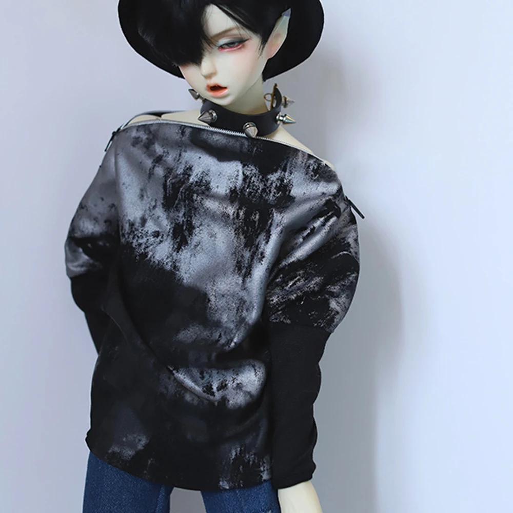 G10-150 children toy 1/6 1/4 1/3 uncle bjd sd DD doll's props Accessoriess clothes Off-the-shoulder zipper mottled shirt 1pcs