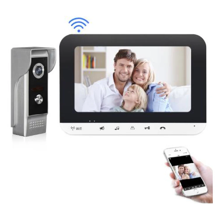 WIFI 4 Wire Sensor Button Visual Interphone System Wired Video Intercom with Door Bell