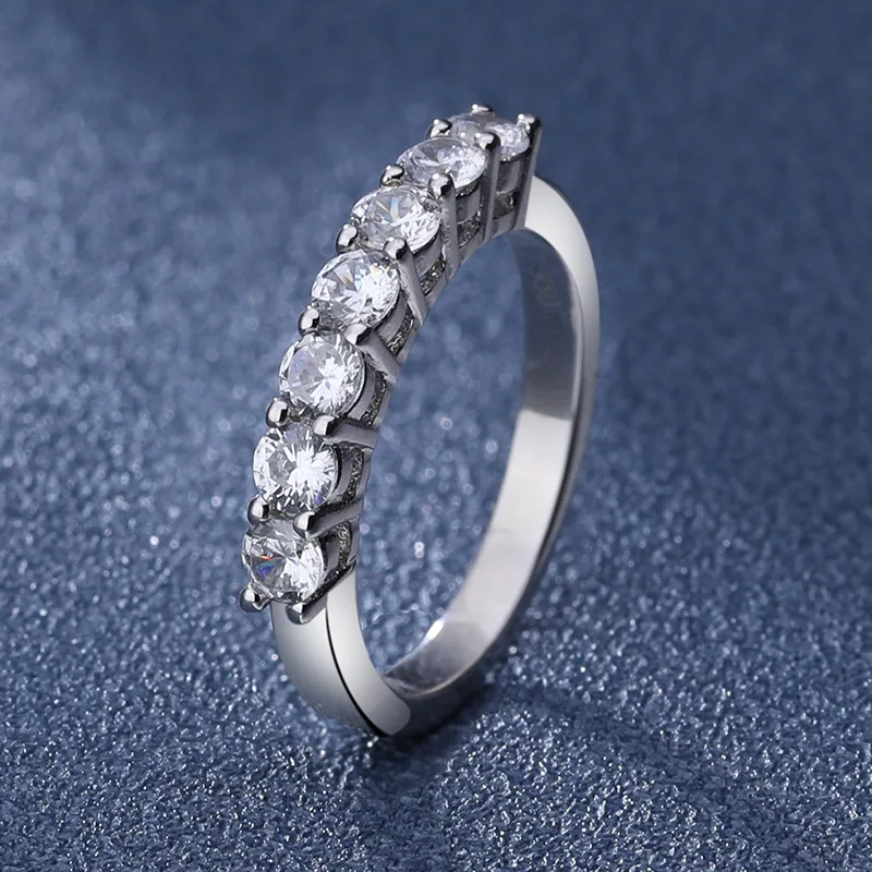 S925 Sterling Silver Wedding Band 7 Pieces Moissanite 0.28-0.7 Carat White D Color Slim Rings Fine Jewelry